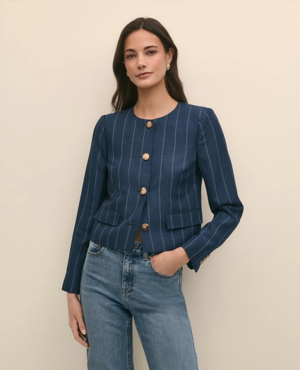 Linen-Blend Stripe Jacket, image 2