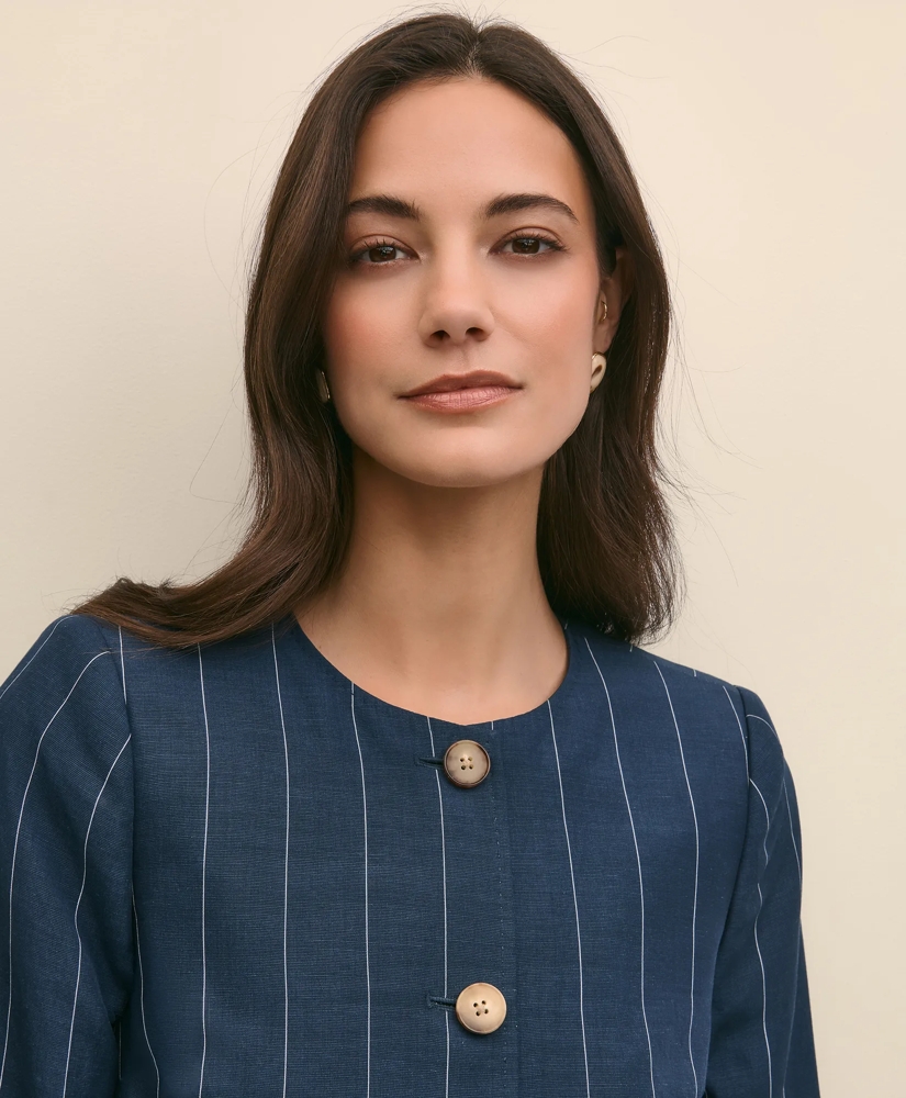 Linen-Blend Stripe Jacket, image 3
