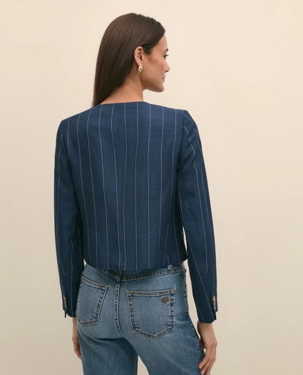 Linen-Blend Stripe Jacket, image 4