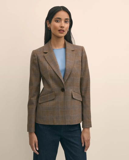 Wool Prince of Wales Plaid Peak Lapel Jacket, image 1