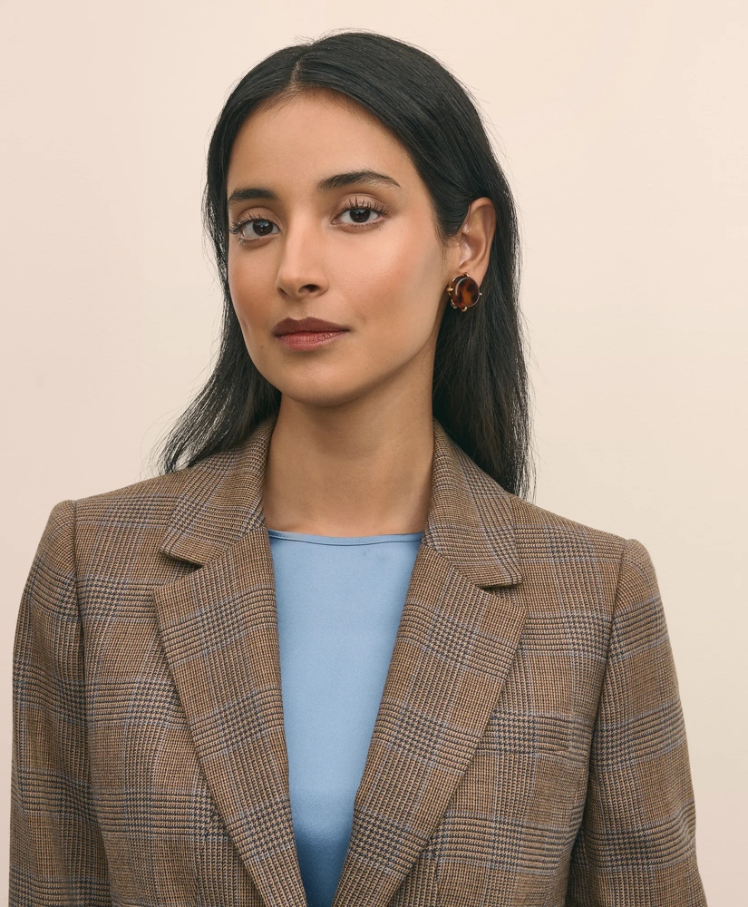 Wool Prince of Wales Plaid Peak Lapel Jacket, image 3