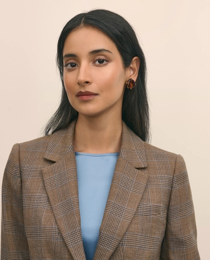 Wool Prince of Wales Plaid Peak Lapel Jacket, image 3
