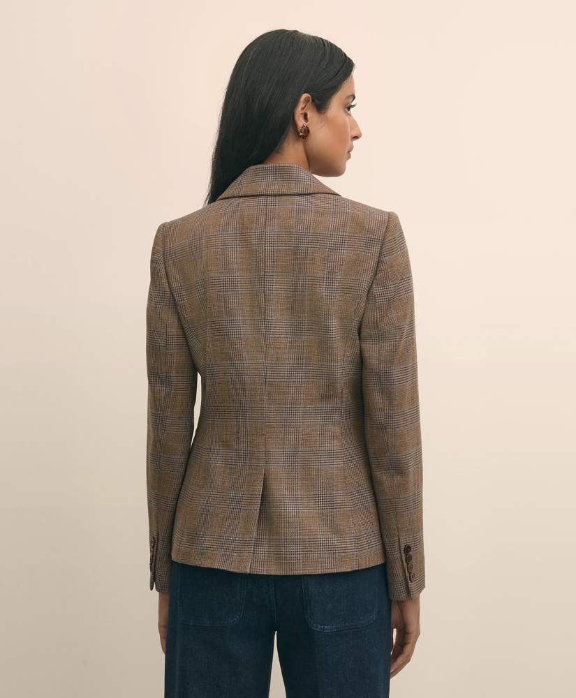 Wool Prince of Wales Plaid Peak Lapel Jacket, image 4