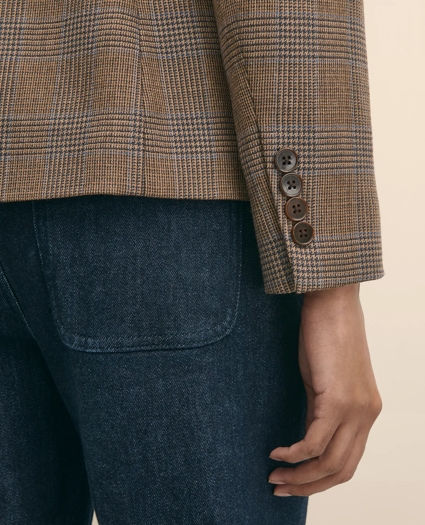 Wool Prince of Wales Plaid Peak Lapel Jacket, image 5