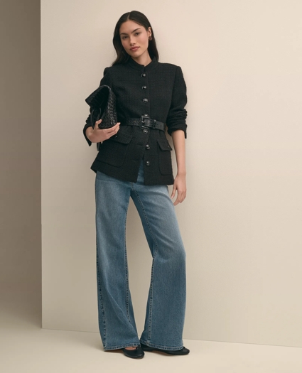 Wool-Blend Military Boucle Belted Jacket, image 2