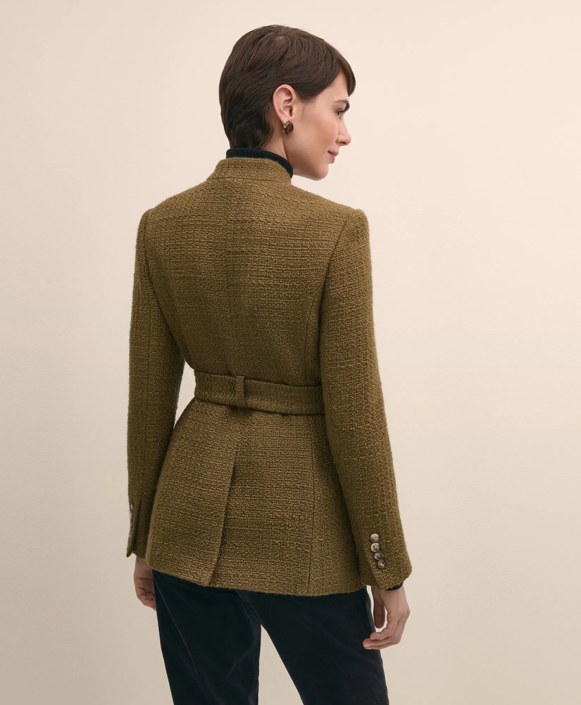 Wool-Blend Military Boucle Belted Jacket, image 4