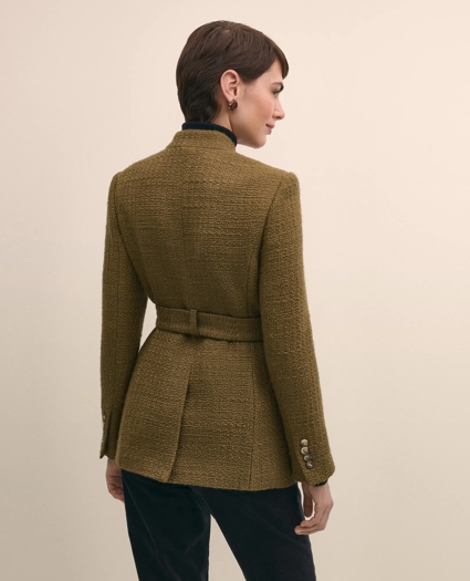 Wool-Blend Military Boucle Belted Jacket, image 4