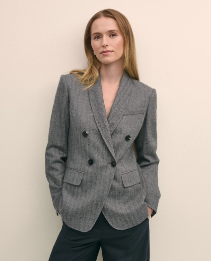 Wool-Blend Double-Breasted Herringbone Jacket, image 1