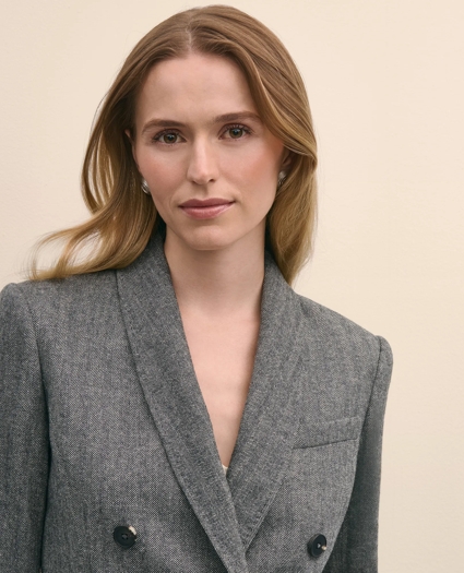 Wool-Blend Double-Breasted Herringbone Jacket, image 3