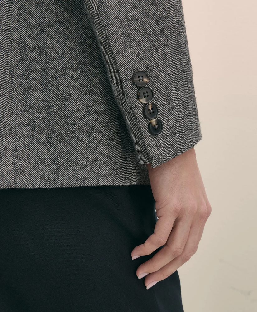 Wool-Blend Double-Breasted Herringbone Jacket, image 5