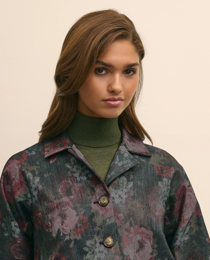 Cotton Blend Floral Jacquard Cropped Jacket, image 3