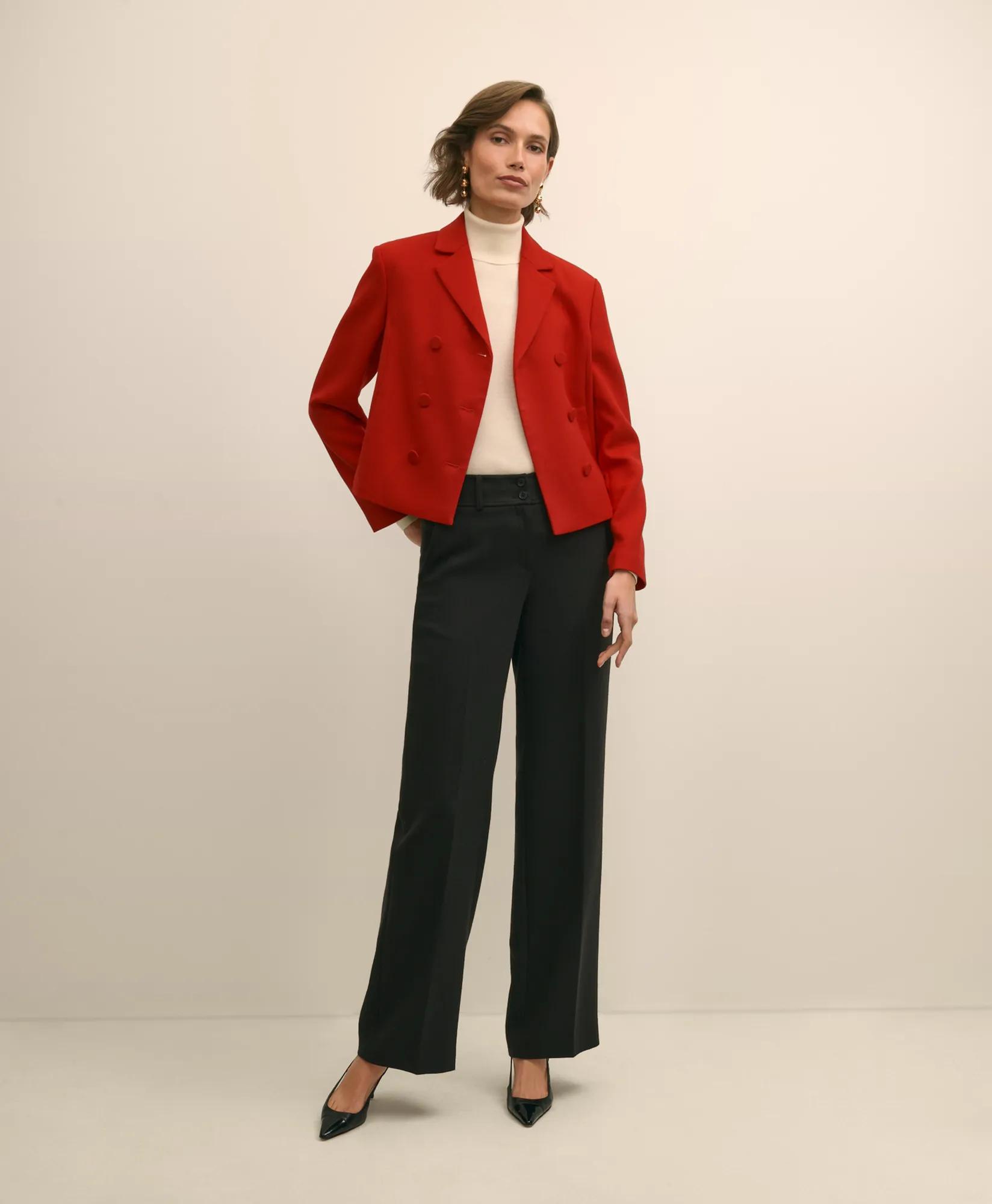 Wool Blend Cropped Double-Breasted Jacket primary
