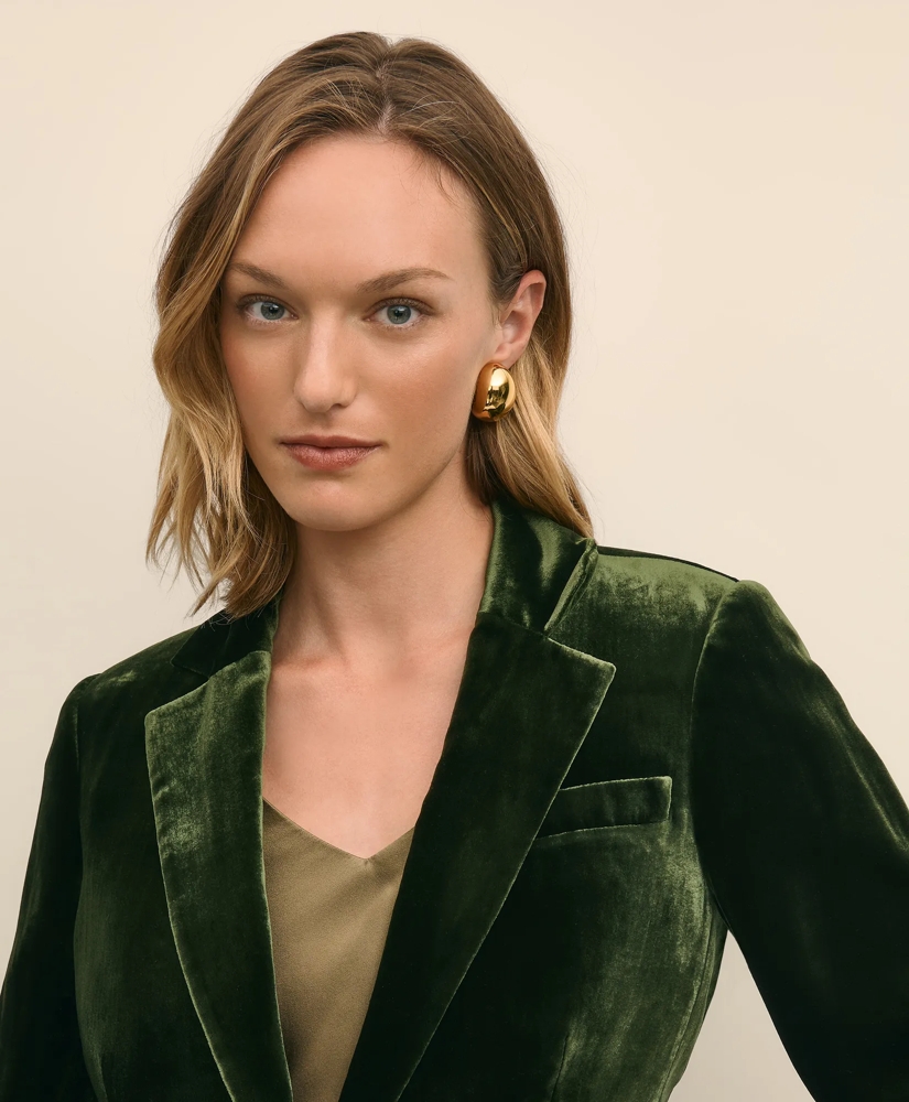 Silk-Blend One-Button Velvet Jacket, image 3