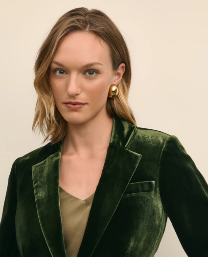 Silk-Blend One-Button Velvet Jacket, image 3
