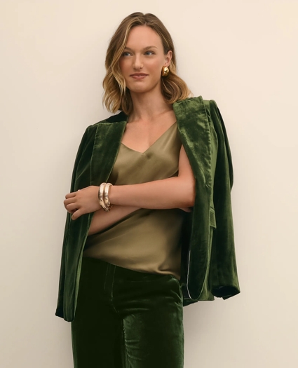 Silk-Blend One-Button Velvet Jacket, image 4