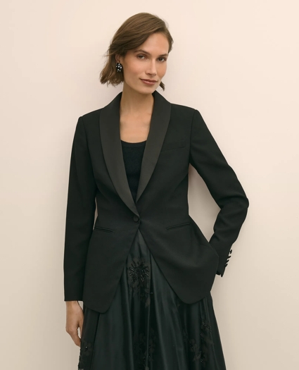 Crepe Shawl-Collar Dinner Jacket, image 1