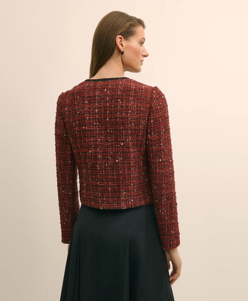 Cotton-Wool Blend Boucle Shimmer Cropped Jacket, image 4