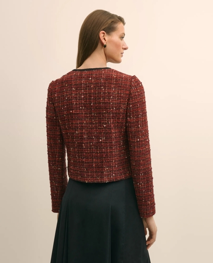 Cotton-Wool Blend Boucle Shimmer Cropped Jacket, image 4