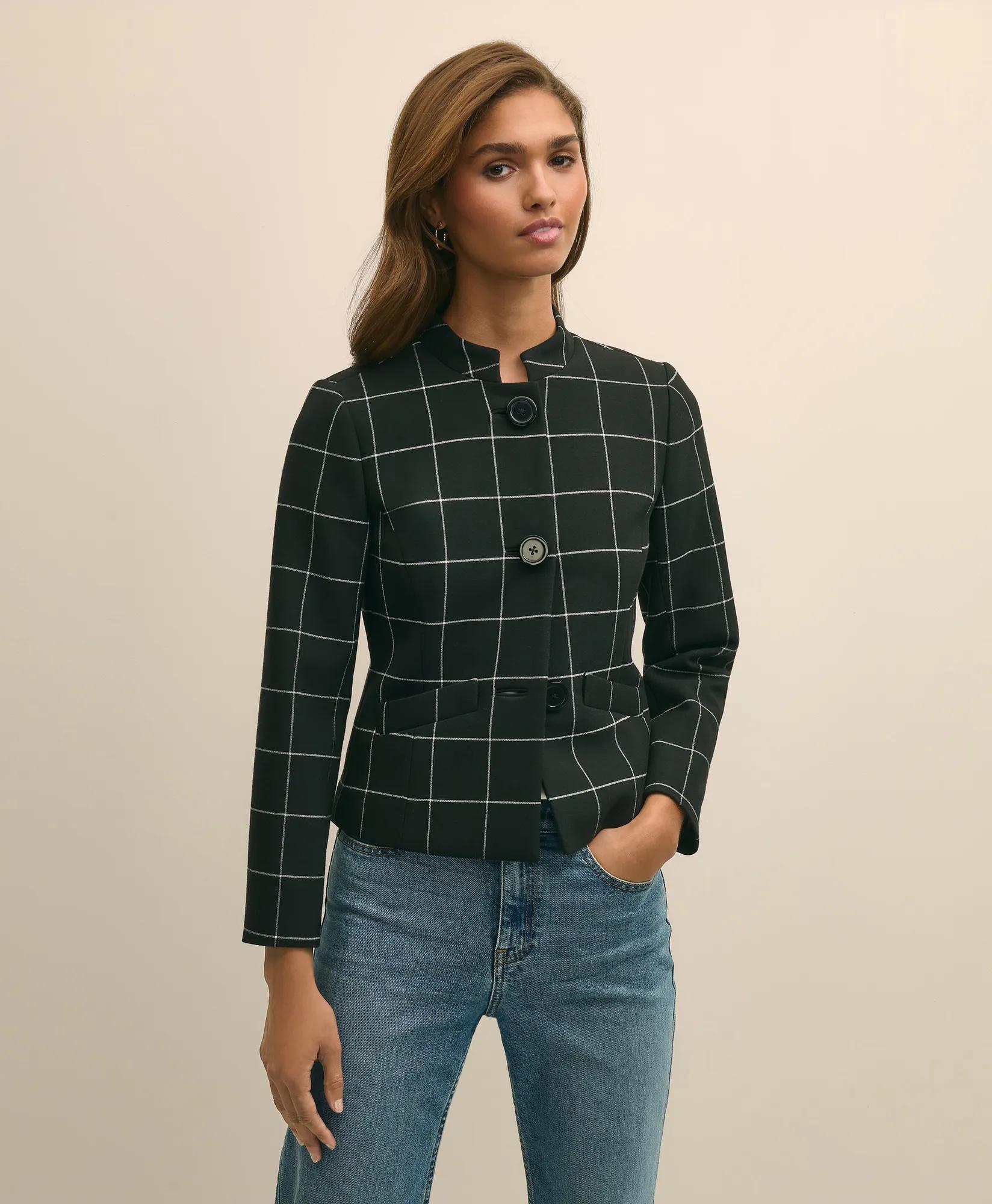 Cropped Windowpane Jacket primary