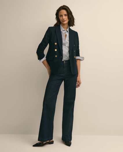 Cotton Knit Double-Breasted Blazer, image 2