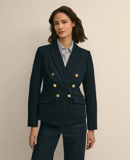 Cotton Knit Double-Breasted Blazer, image 4