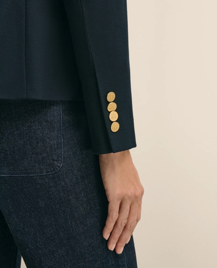 Cotton Knit Double-Breasted Blazer, image 6