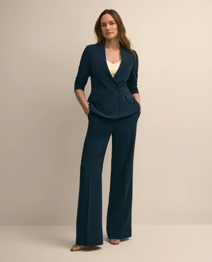 Crepe Double-Breasted Collarless Jacket, image 1