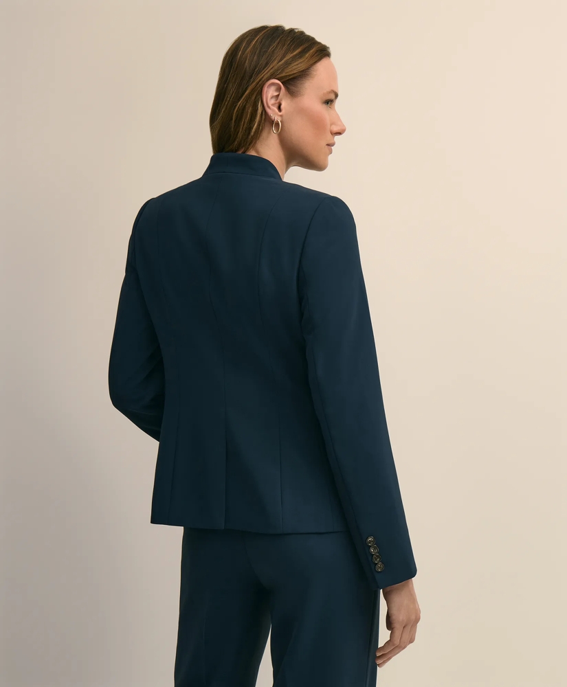 Crepe Double-Breasted Collarless Jacket, image 3