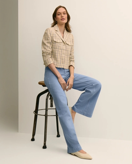 Cotton-Blend Shimmer Tweed Cropped Jacket, image 1