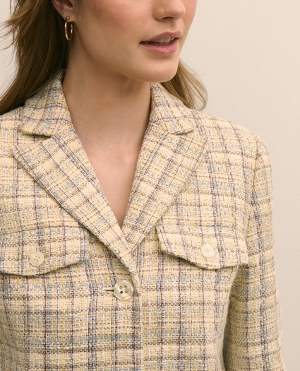 Cotton-Blend Shimmer Tweed Cropped Jacket, image 3
