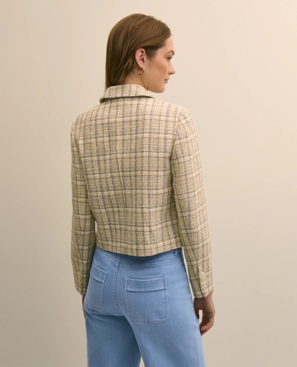Cotton-Blend Shimmer Tweed Cropped Jacket, image 4