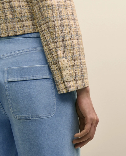 Cotton-Blend Shimmer Tweed Cropped Jacket, image 5