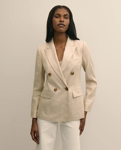 Linen Blend Double-Breasted Jacket, image 1