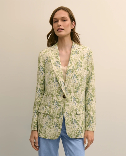Crepe Botanical Print Jacket, image 1