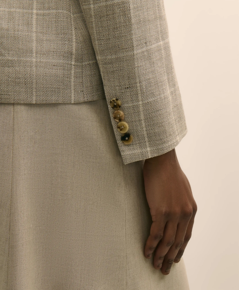 Linen-Wool Blend Windowpane Jacket, image 5