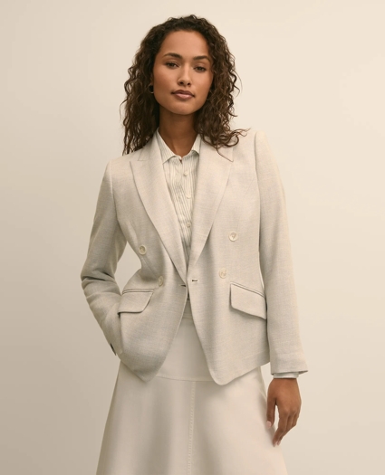 Viscose Melange Tweed Double-Breasted Jacket, image 1