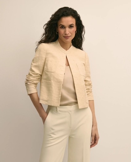 Linen-Cotton Blend Sequin Jacket, image 1