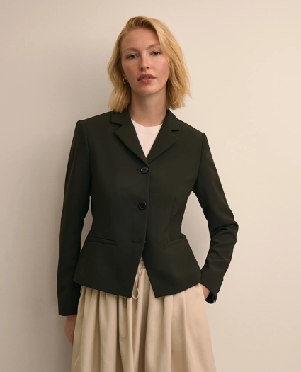 Three-Button Stretch Crepe Blazer, image 1