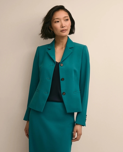 Three-Button Stretch Crepe Blazer, image 1