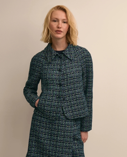 Boucle Plaid Cropped Jacket, image 1