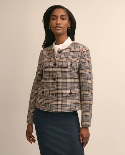 Cotton-Blend Plaid Jacket, image 1