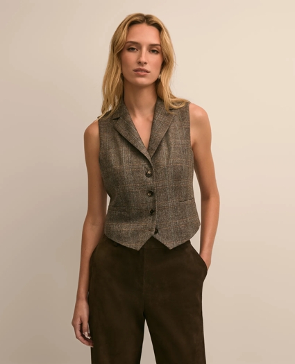 Wool Blend Plaid Vest, image 1