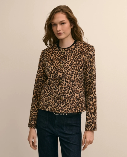 Velveteen Leopard Motif Jacket, image 1