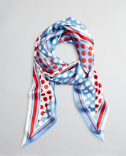 Polka-Dot-Print Silk Diamond Scarf, image 1