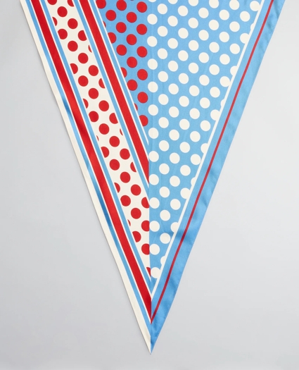 Polka-Dot-Print Silk Diamond Scarf, image 2