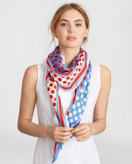 Polka-Dot-Print Silk Diamond Scarf, image 3