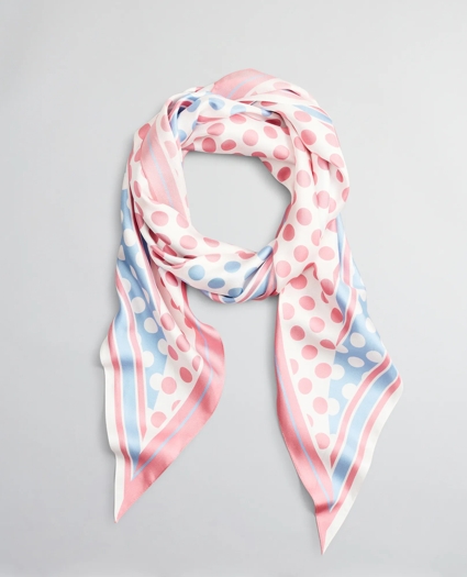 Polka-Dot-Print Silk Diamond Scarf, image 1