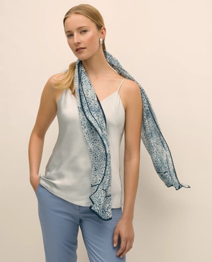 Chiffon Watercolor Motif Crinkle Scarf, image 1