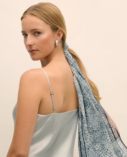 Chiffon Watercolor Motif Crinkle Scarf, image 3