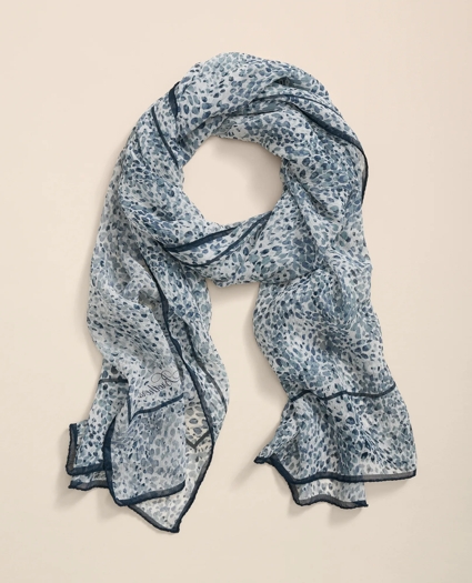 Chiffon Watercolor Motif Crinkle Scarf, image 2